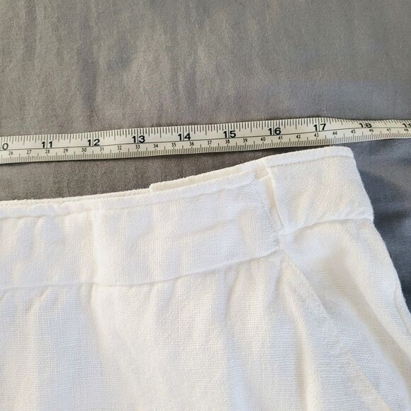 Coldwater Creek 100% Linen Womens Size 16 White Tapered Trousers Pockets Elastic - Picture 5 of 9